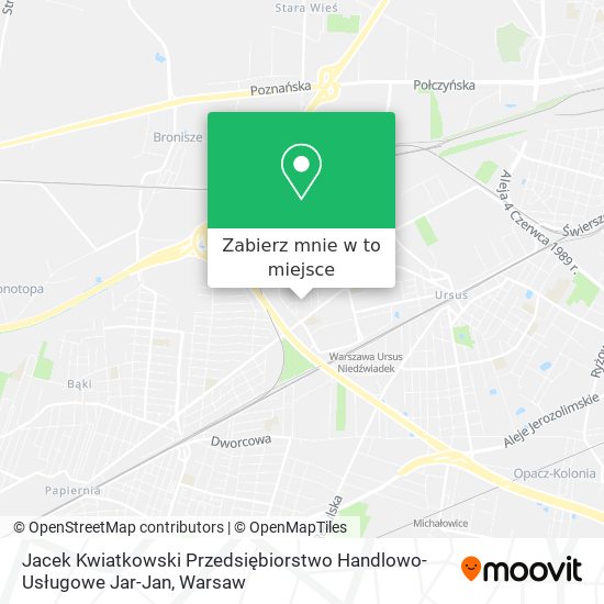 Mapa Jacek Kwiatkowski Przedsiębiorstwo Handlowo-Usługowe Jar-Jan