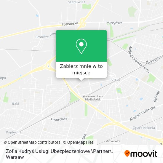 Mapa Zofia Kudryś Usługi Ubezpieczeniowe \Partner\