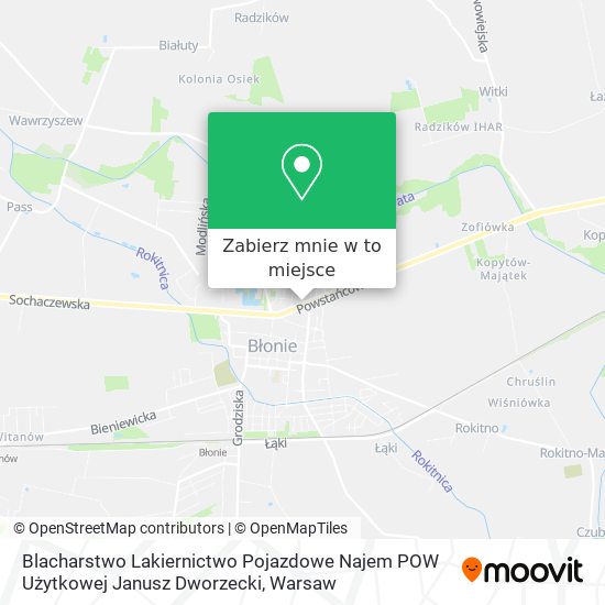 Mapa Blacharstwo Lakiernictwo Pojazdowe Najem POW Użytkowej Janusz Dworzecki