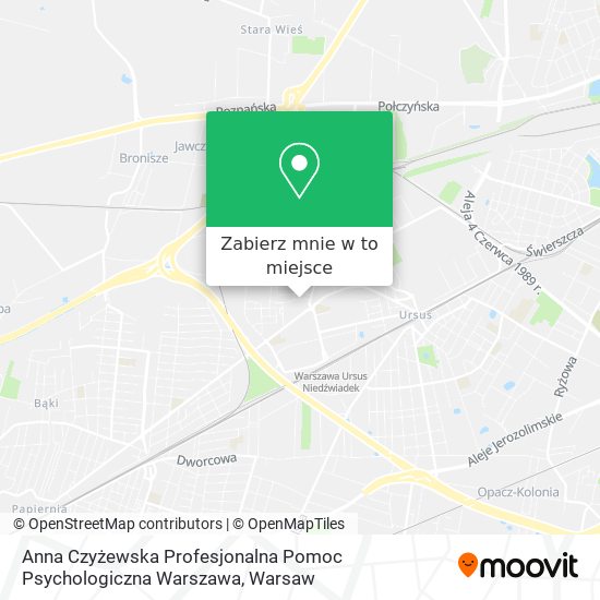 Mapa Anna Czyżewska Profesjonalna Pomoc Psychologiczna Warszawa