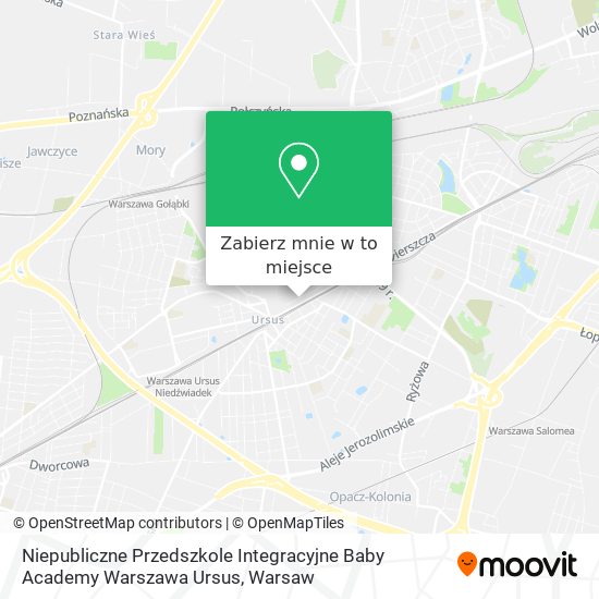 Mapa Niepubliczne Przedszkole Integracyjne Baby Academy Warszawa Ursus