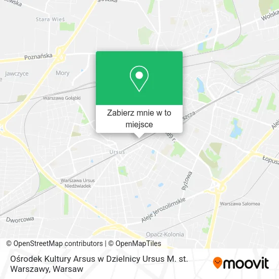 Mapa Ośrodek Kultury Arsus w Dzielnicy Ursus M. st. Warszawy