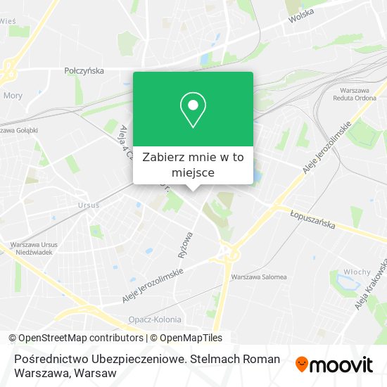 Mapa Pośrednictwo Ubezpieczeniowe. Stelmach Roman Warszawa