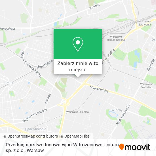 Mapa Przedsiębiorstwo Innowacyjno-Wdrożeniowe Unirem sp. z o.o.