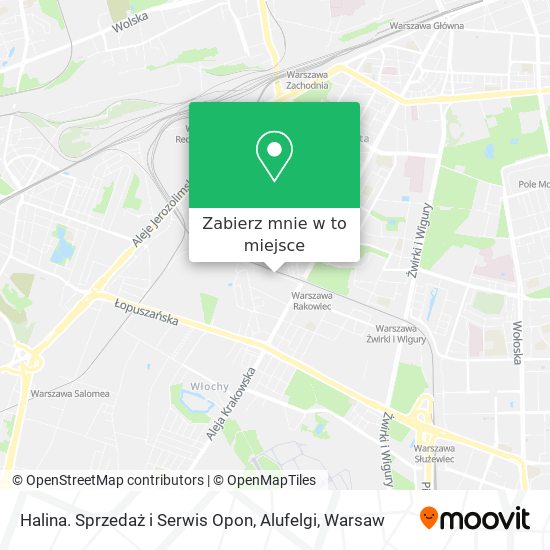 Mapa Halina. Sprzedaż i Serwis Opon, Alufelgi