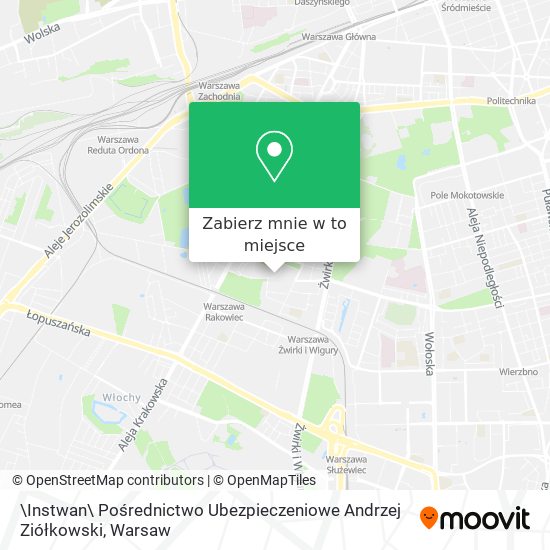 Mapa \Instwan\ Pośrednictwo Ubezpieczeniowe Andrzej Ziółkowski