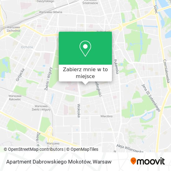 Mapa Apartment Dabrowskiego Mokotów