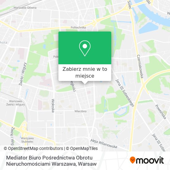 Mapa Mediator Biuro Pośrednictwa Obrotu Nieruchomościami Warszawa