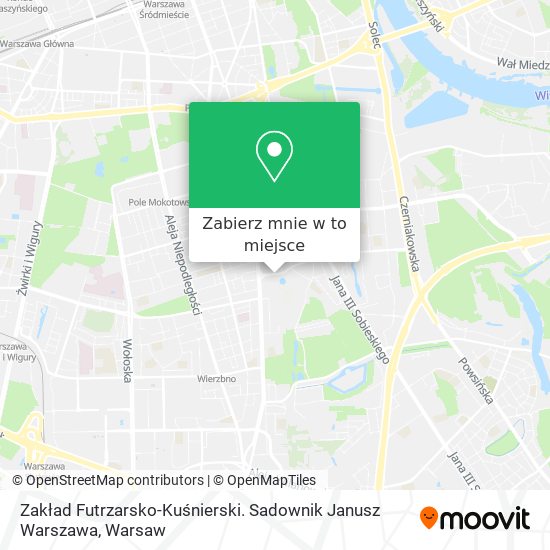 Mapa Zakład Futrzarsko-Kuśnierski. Sadownik Janusz Warszawa