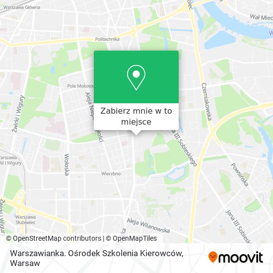 Mapa Warszawianka. Ośrodek Szkolenia Kierowców