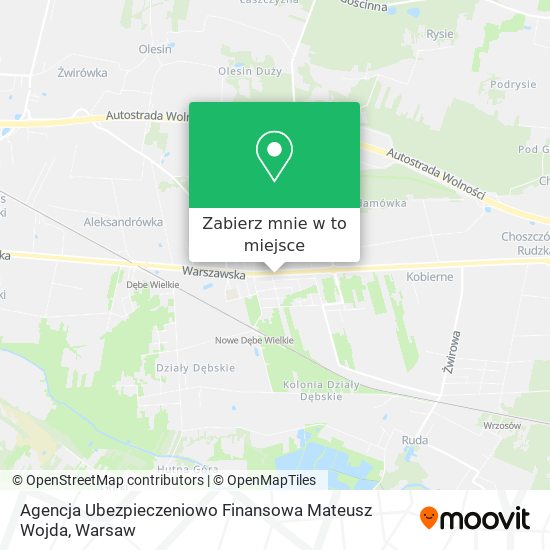 Mapa Agencja Ubezpieczeniowo Finansowa Mateusz Wojda