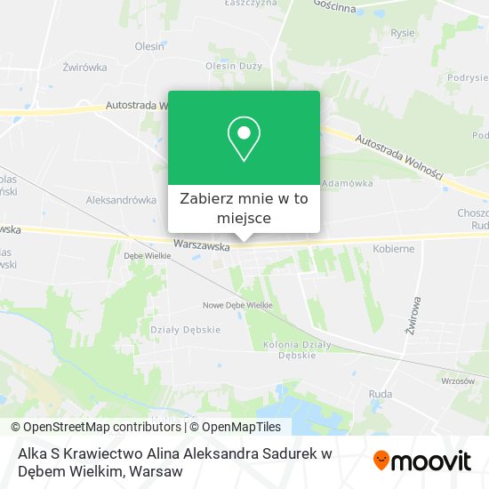 Mapa Alka S Krawiectwo Alina Aleksandra Sadurek w Dębem Wielkim