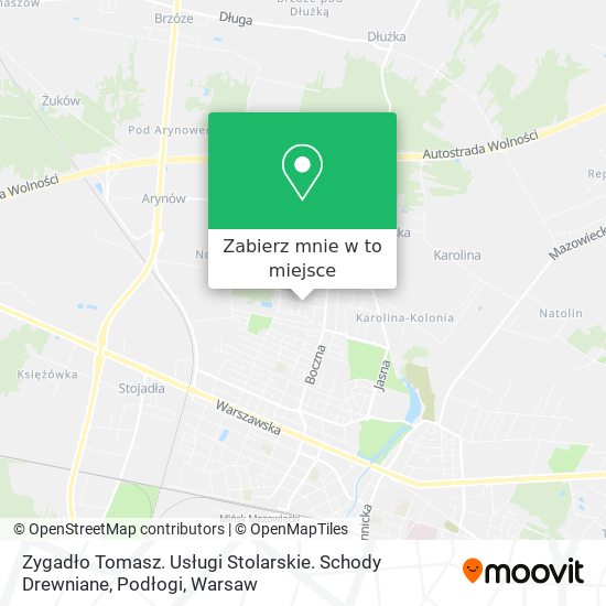 Mapa Zygadło Tomasz. Usługi Stolarskie. Schody Drewniane, Podłogi