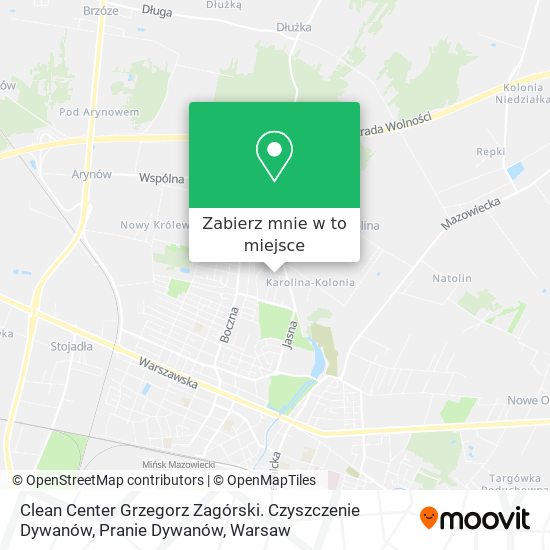 Mapa Clean Center Grzegorz Zagórski. Czyszczenie Dywanów, Pranie Dywanów