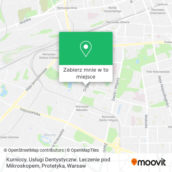 Mapa Kurniccy. Usługi Dentystyczne. Leczenie pod Mikroskopem, Protetyka