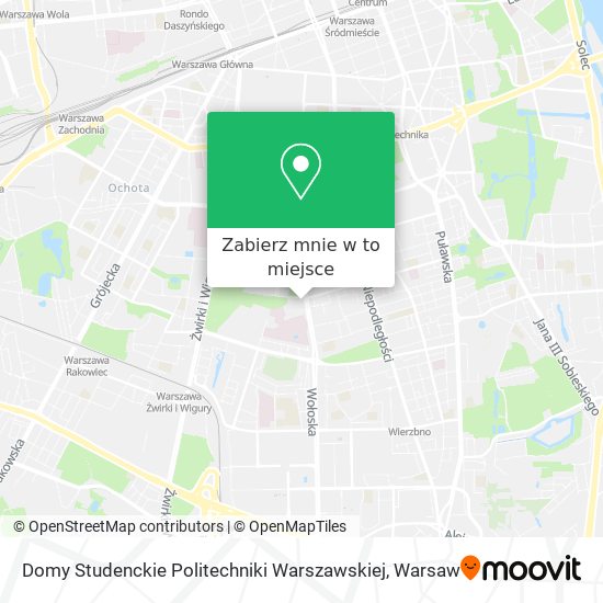 Mapa Domy Studenckie Politechniki Warszawskiej