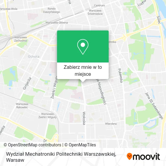 Mapa Wydział Mechatroniki Politechniki Warszawskiej