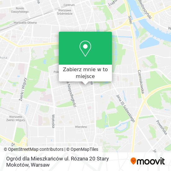 Mapa Ogród dla Mieszkańców ul. Rózana 20 Stary Mokotów