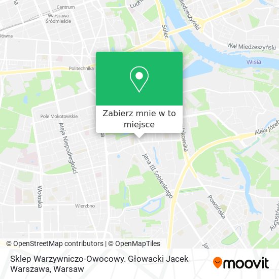 Mapa Sklep Warzywniczo-Owocowy. Głowacki Jacek Warszawa