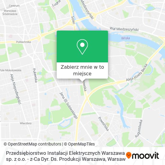 Mapa Przedsiębiorstwo Instalacji Elektrycznych Warszawa sp. z o.o. - z-Ca Dyr. Ds. Produkcji Warszawa
