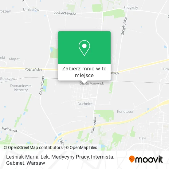 Mapa Leśniak Maria, Lek. Medycyny Pracy, Internista. Gabinet