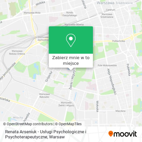 Mapa Renata Arseniuk - Usługi Psychologiczne i Psychoterapeutyczne