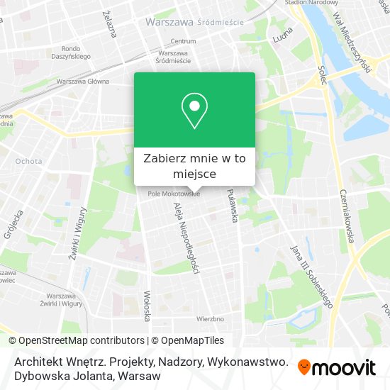 Mapa Architekt Wnętrz. Projekty, Nadzory, Wykonawstwo. Dybowska Jolanta