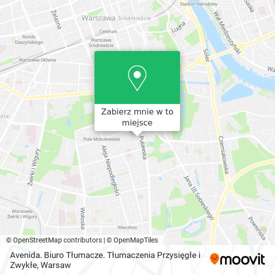 Mapa Avenida. Biuro Tłumacze. Tłumaczenia Przysięgłe i Zwykłe