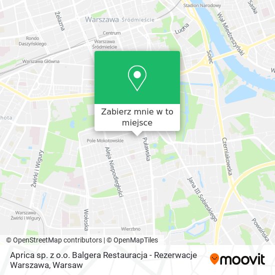 Mapa Aprica sp. z o.o. Balgera Restauracja - Rezerwacje Warszawa