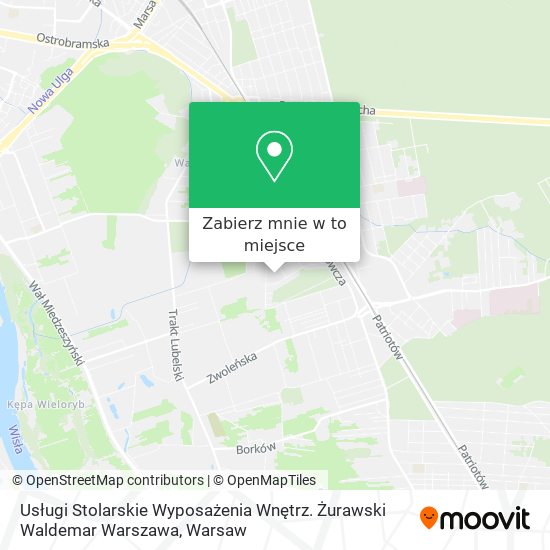 Mapa Usługi Stolarskie Wyposażenia Wnętrz. Żurawski Waldemar Warszawa