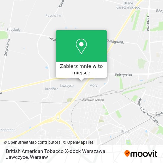 Mapa British American Tobacco X-dock Warszawa Jawczyce