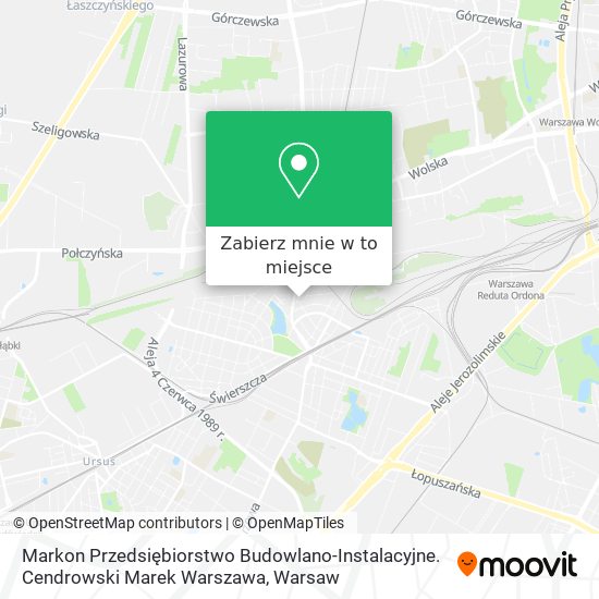 Mapa Markon Przedsiębiorstwo Budowlano-Instalacyjne. Cendrowski Marek Warszawa