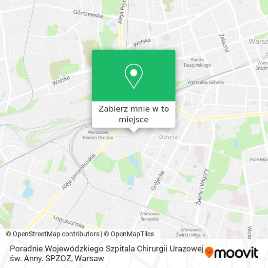 Mapa Poradnie Wojewódzkiego Szpitala Chirurgii Urazowej św. Anny. SPZOZ