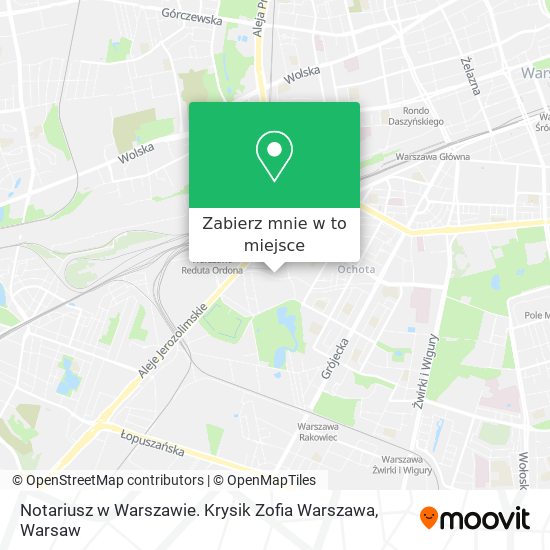 Mapa Notariusz w Warszawie. Krysik Zofia Warszawa