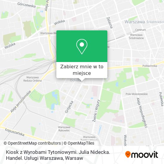 Mapa Kiosk z Wyrobami Tytoniowymi. Julia Nidecka. Handel. Usługi Warszawa