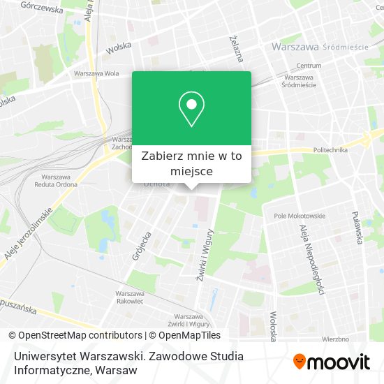 Mapa Uniwersytet Warszawski. Zawodowe Studia Informatyczne