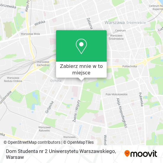 Mapa Dom Studenta nr 2 Uniwersytetu Warszawskiego