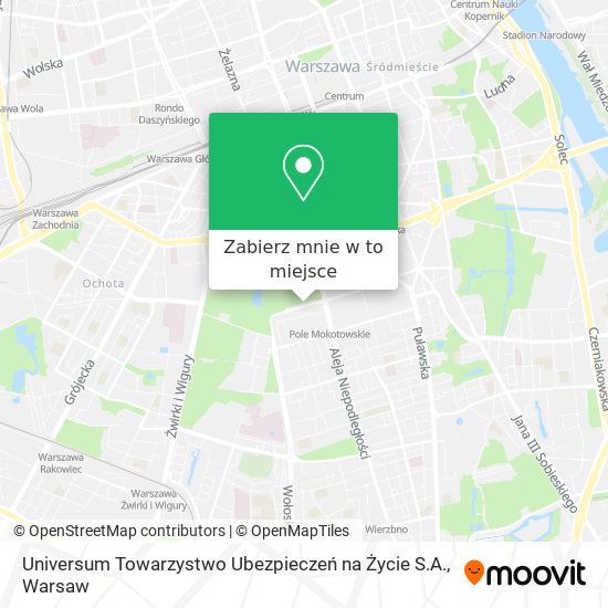 Mapa Universum Towarzystwo Ubezpieczeń na Życie S.A.