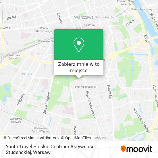 Mapa Youth Travel Polska. Centrum Aktywności Studenckiej