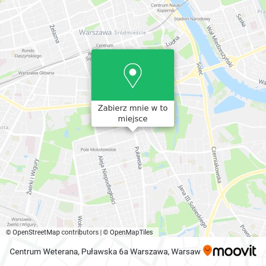 Mapa Centrum Weterana, Puławska 6a Warszawa