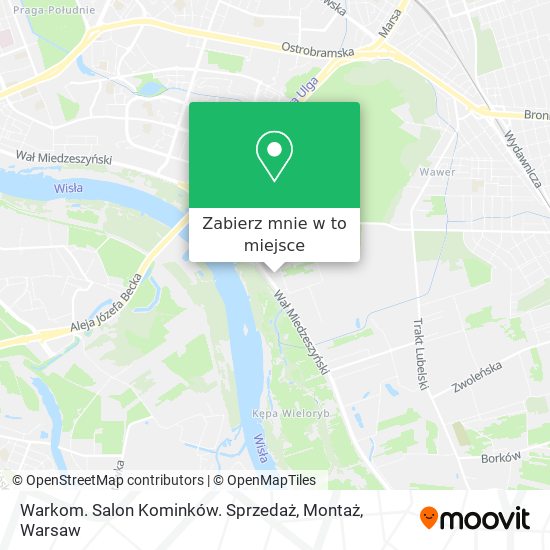 Mapa Warkom. Salon Kominków. Sprzedaż, Montaż