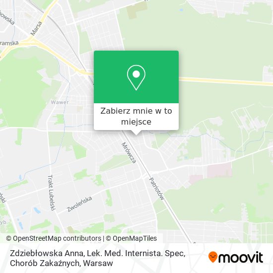 Mapa Zdziebłowska Anna, Lek. Med. Internista. Spec, Chorób Zakaźnych