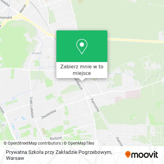 Mapa Prywatna Szkoła przy Zakładzie Pogrzebowym