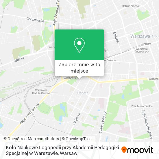 Mapa Koło Naukowe Logopedii przy Akademii Pedagogiki Specjalnej w Warszawie