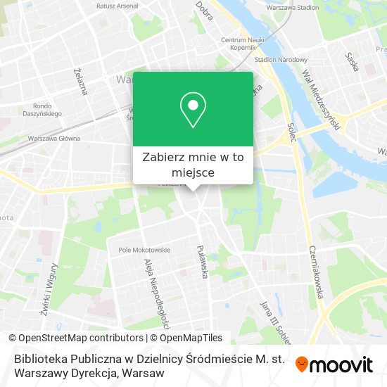 Mapa Biblioteka Publiczna w Dzielnicy Śródmieście M. st. Warszawy Dyrekcja