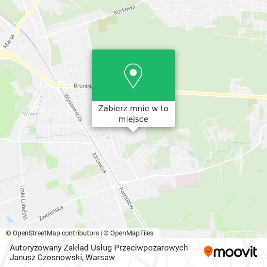 Mapa Autoryzowany Zakład Usług Przeciwpożarowych Janusz Czosnowski