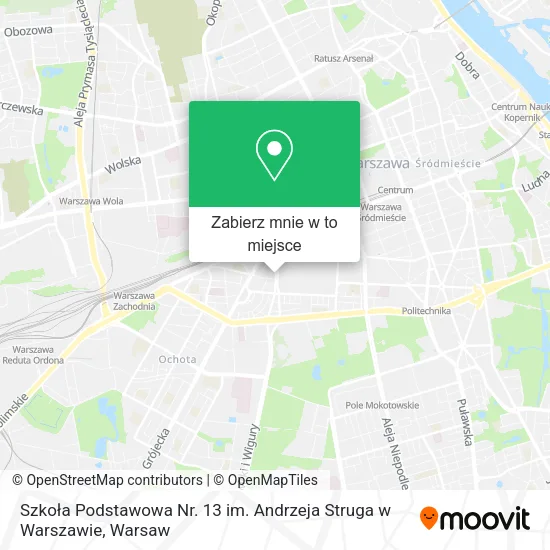 Mapa Szkoła Podstawowa Nr. 13 im. Andrzeja Struga w Warszawie