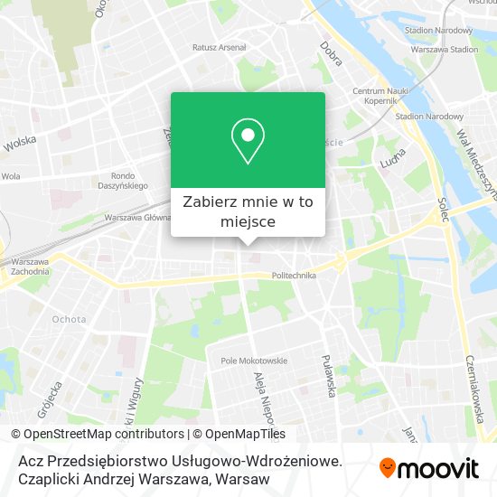 Mapa Acz Przedsiębiorstwo Usługowo-Wdrożeniowe. Czaplicki Andrzej Warszawa