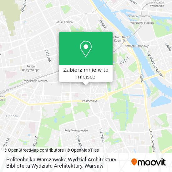 Mapa Politechnika Warszawska Wydział Architektury Biblioteka Wydziału Architektury