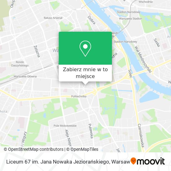 Mapa Liceum 67 im. Jana Nowaka Jeziorańskiego